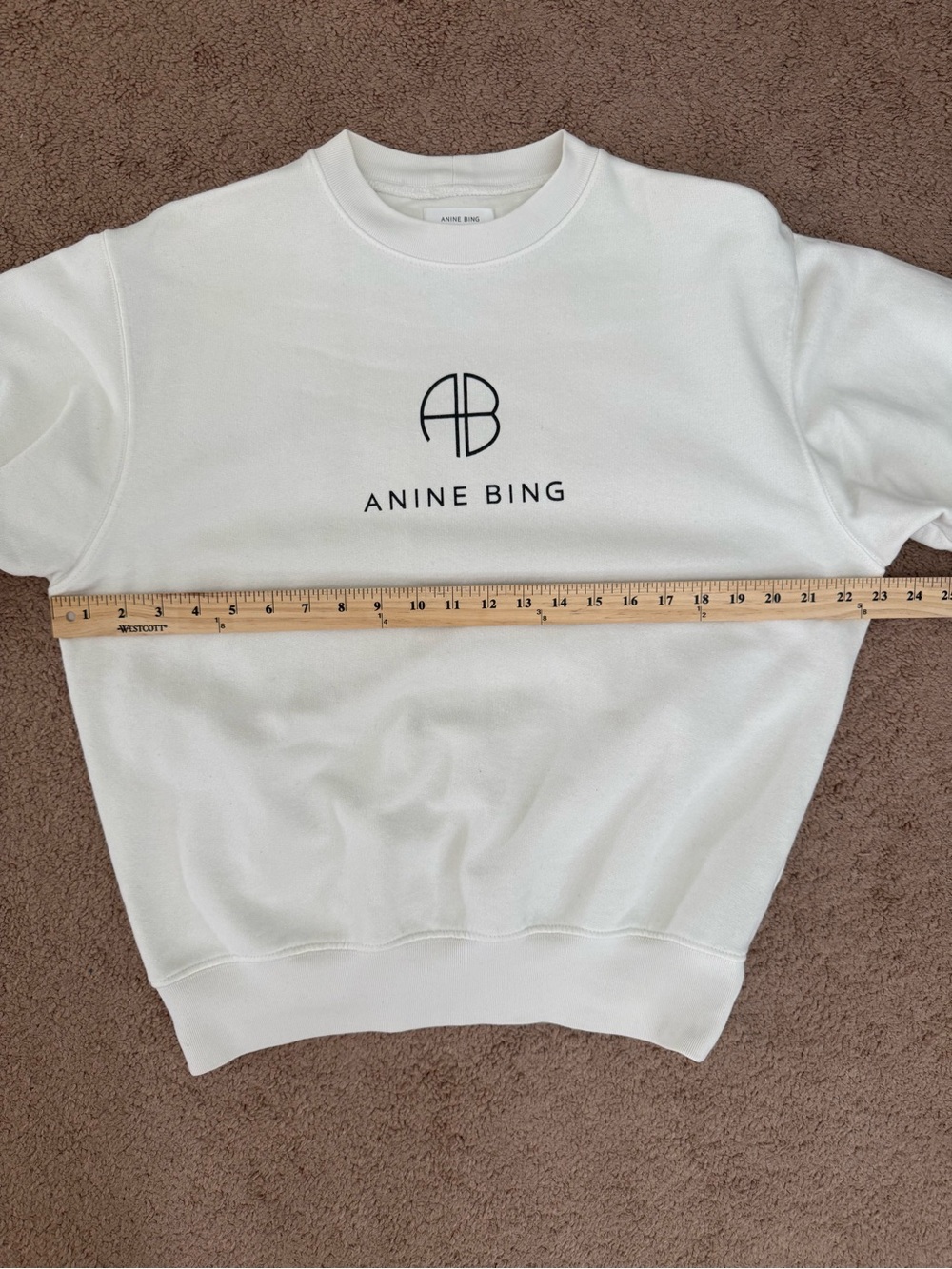 Anine Bing White Logo Crewneck Sweatshirt Size Small Vintage 100% Cotton - Picture 6 of 8